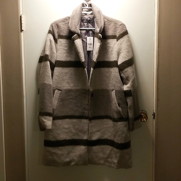 Striped button up coat, NWT - Picture 1 of 3
